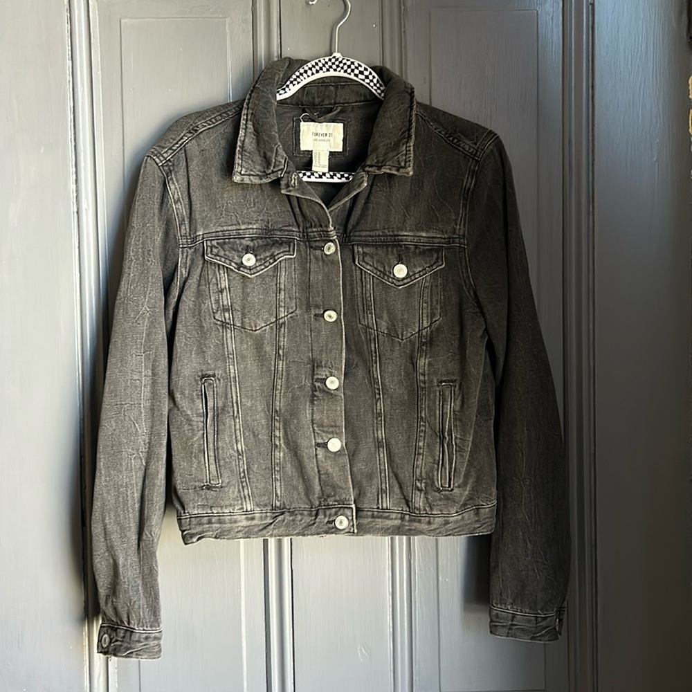 Washed black denim jacket